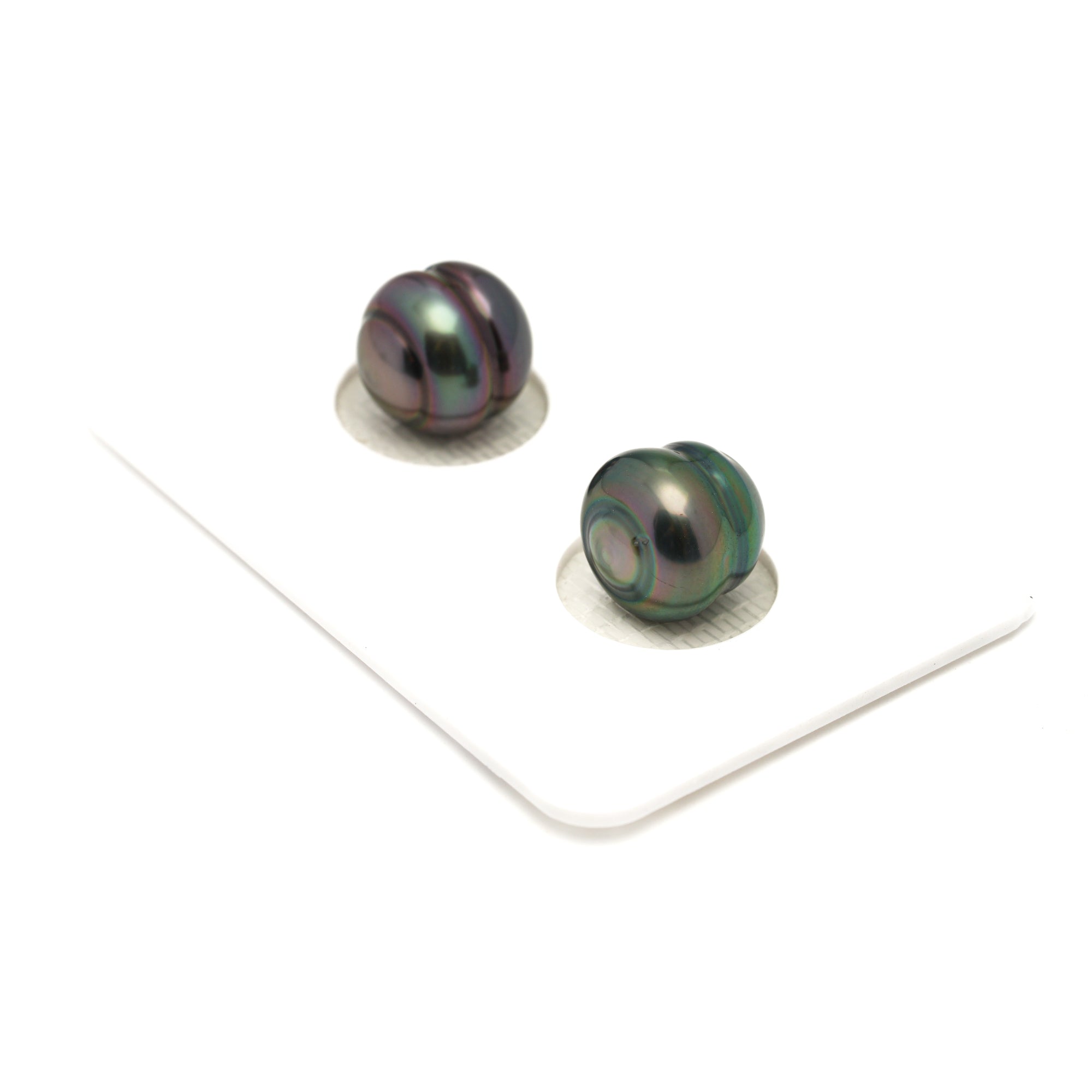 2pcs "High Luster" Green 9.9mm - CL AAA Quality Tahitian Pearl Pair ER1864 LP1