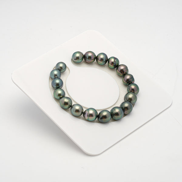 18pcs "High Luster" Green 9-10mm - SB AAA/AA Quality Tahitian Pearl Bracelet BR2138 THMIX2