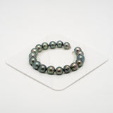 18pcs "High Luster" Green 9-10mm - SB AAA/AA Quality Tahitian Pearl Bracelet BR2138 THMIX2