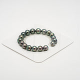 18pcs "High Luster" Green 9-10mm - SB AAA/AA Quality Tahitian Pearl Bracelet BR2138 THMIX2