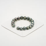 18pcs "High Luster" Green 9-10mm - SB AAA/AA Quality Tahitian Pearl Bracelet BR2138 THMIX2