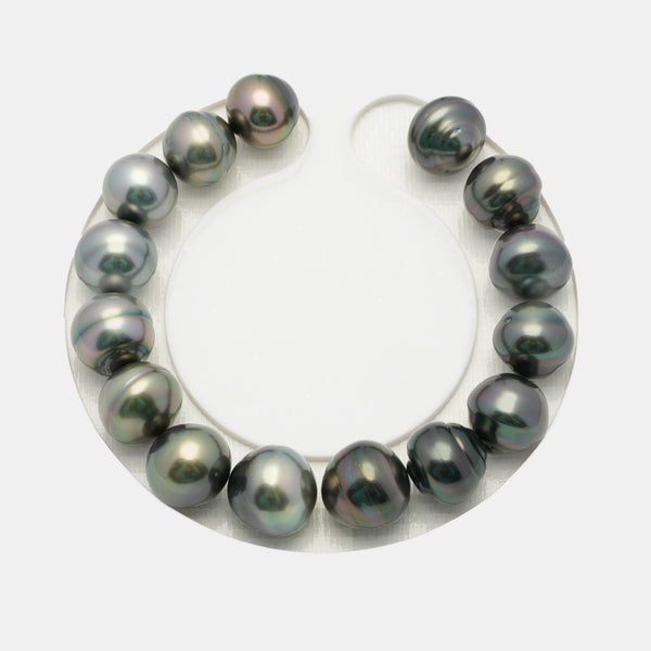 15pcs Mix Green 11-12mm - CL AAA/AA Quality Tahitian Pearl Bracelet BR2060 OR7