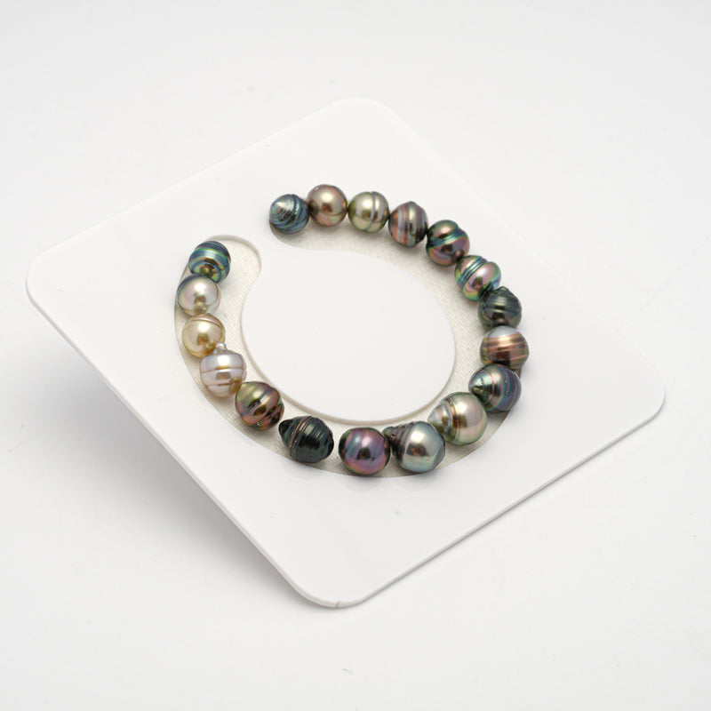 18pcs "High Luster" Multicolor 9-10mm - CL/SB AAA/AA Quality Tahitian Pearl Bracelet BR2144 TH1