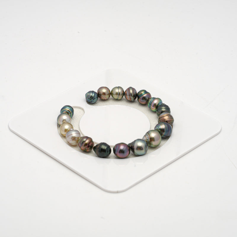 18pcs "High Luster" Multicolor 9-10mm - CL/SB AAA/AA Quality Tahitian Pearl Bracelet BR2144 TH1