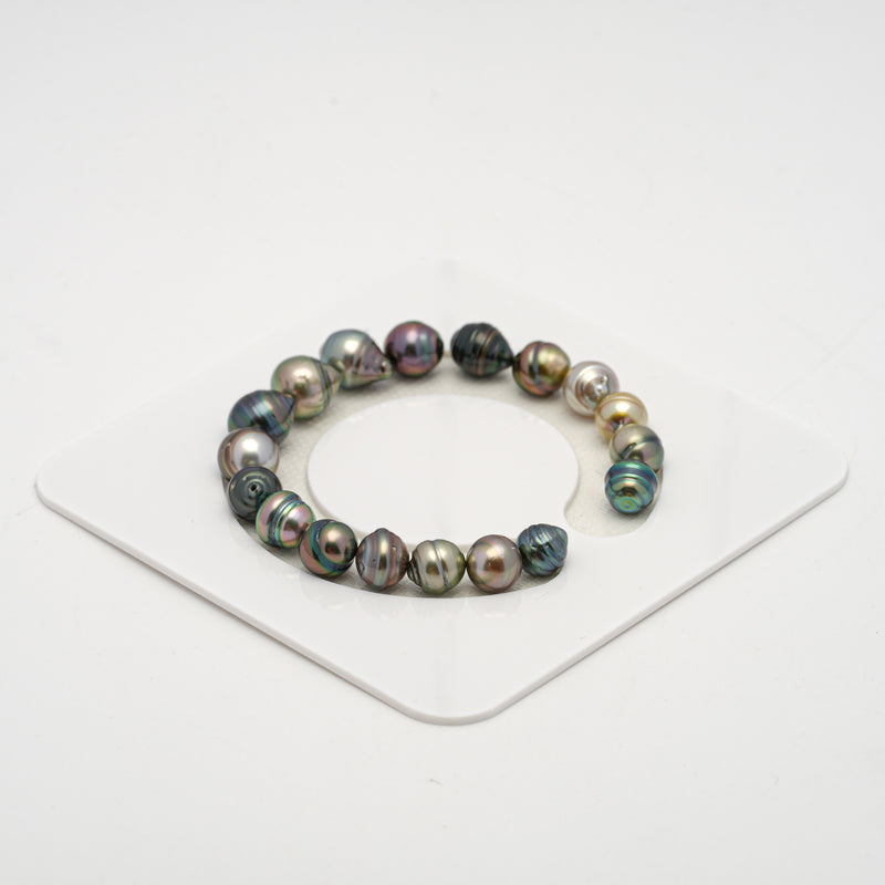 18pcs "High Luster" Multicolor 9-10mm - CL/SB AAA/AA Quality Tahitian Pearl Bracelet BR2144 TH1