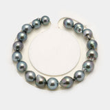 18pcs Blue Green 8-10mm - SB AAA Quality Tahitian Pearl Bracelet BR2153