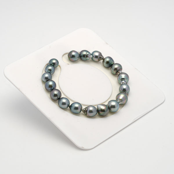 18pcs Blue Green 8-10mm - SB AAA Quality Tahitian Pearl Bracelet BR2153