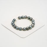 18pcs Blue Green 8-10mm - SB AAA Quality Tahitian Pearl Bracelet BR2153