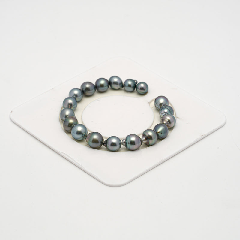 18pcs Blue Green 8-10mm - SB AAA Quality Tahitian Pearl Bracelet BR2153