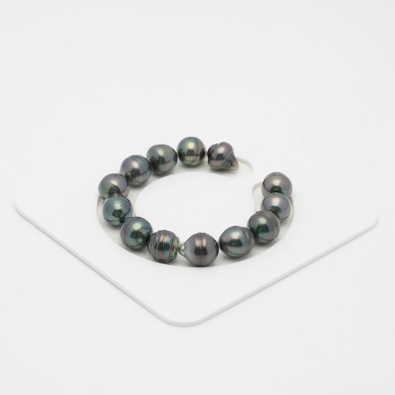 13pcs Dark Green 11mm - CL/SB AA/AAA Quality Tahitian Pearl Bracelet BR2061 OR7