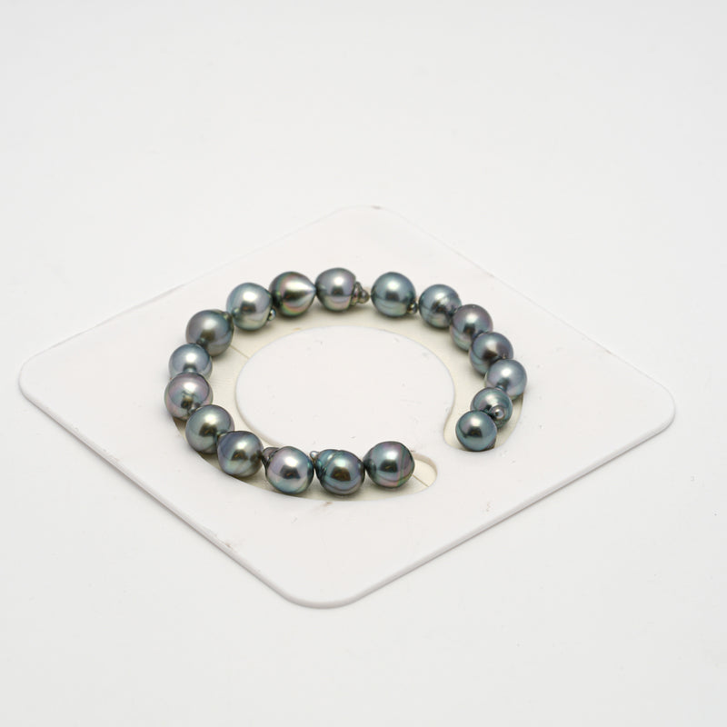 18pcs Blue Green 8-10mm - SB AAA Quality Tahitian Pearl Bracelet BR2153