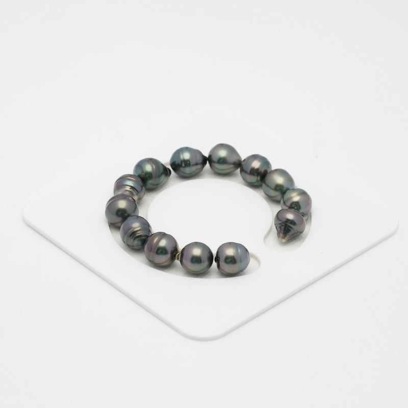 13pcs Dark Green 11mm - CL/SB AA/AAA Quality Tahitian Pearl Bracelet BR2061 OR7
