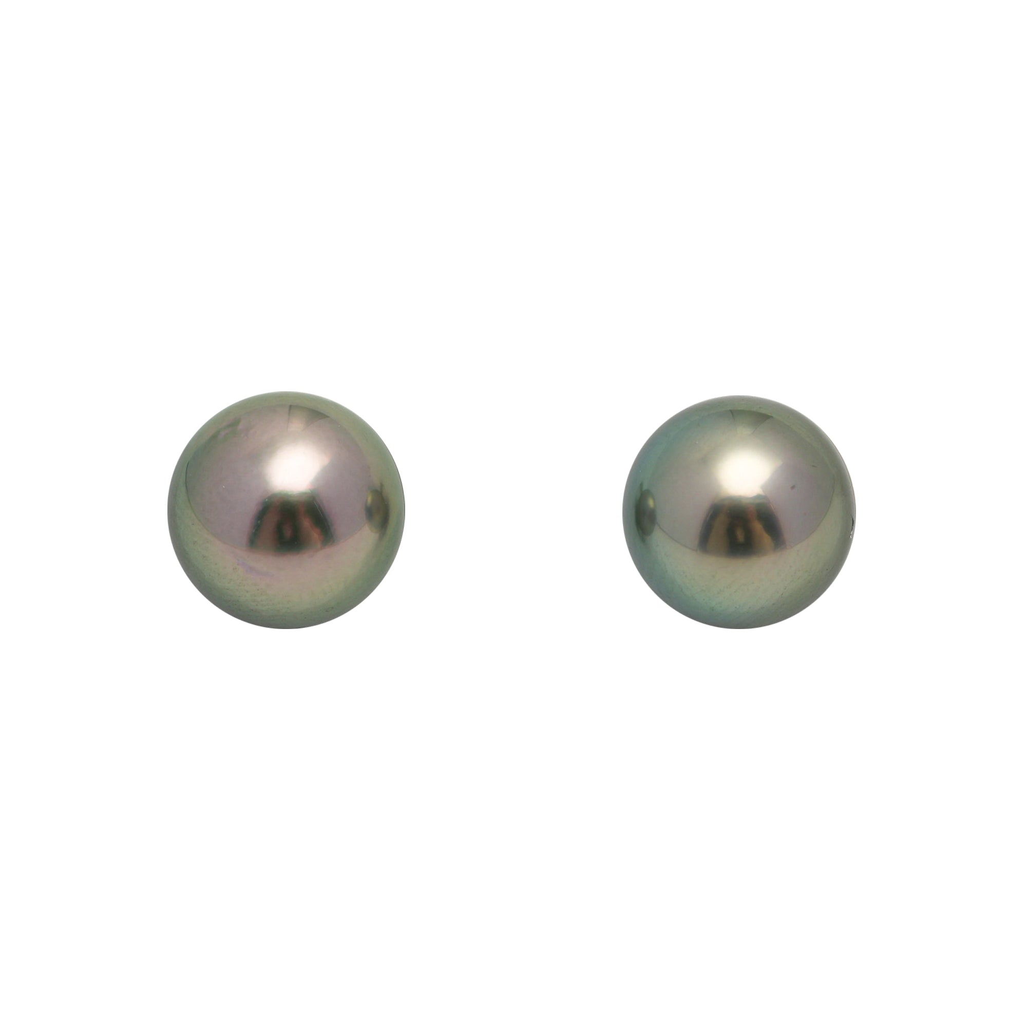 2pcs "High Luster" Peacock 10.1-10.3mm - SR AAA Quality Tahitian Pearl Pair ER1670 OR11