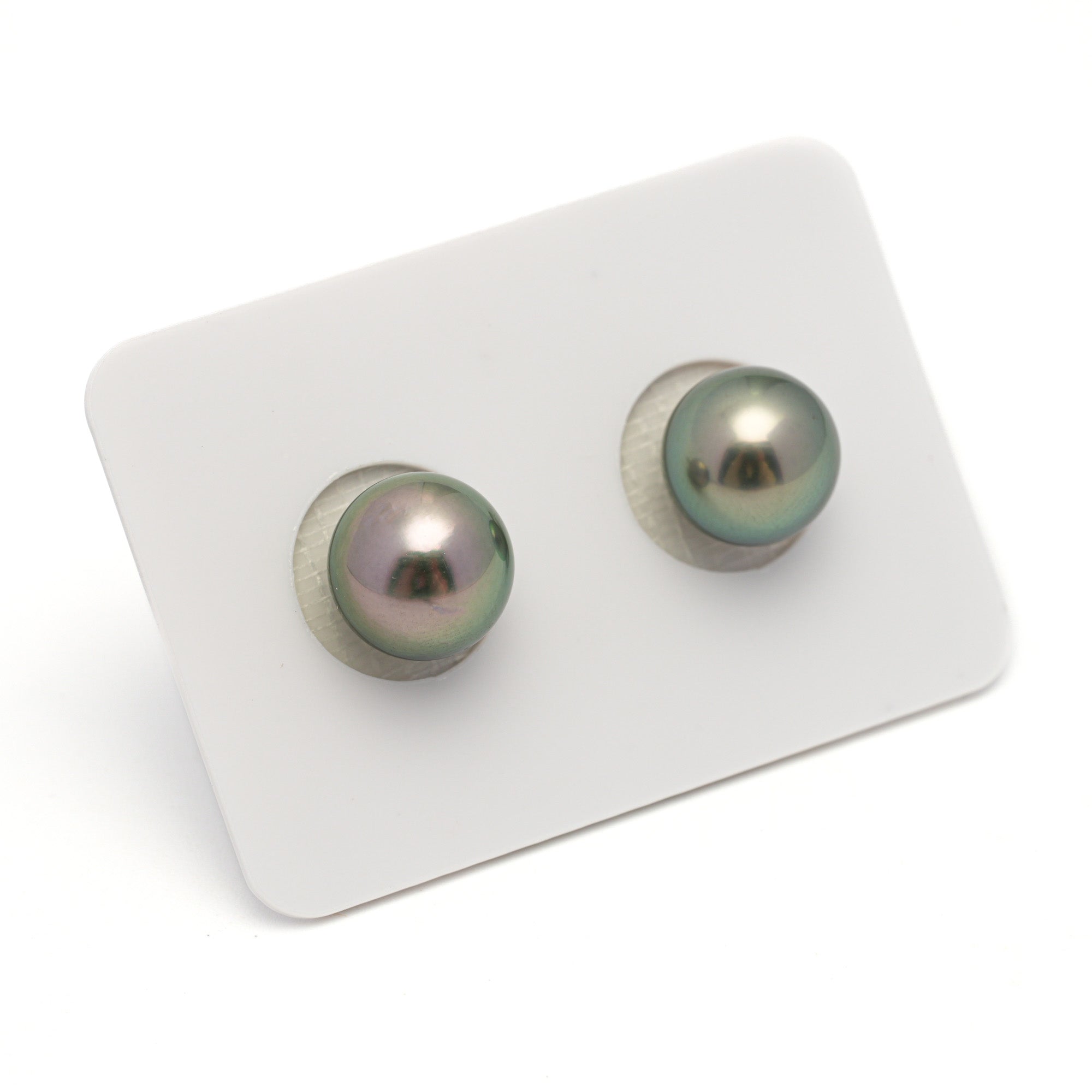 2pcs "High Luster" Peacock 10.1-10.3mm - SR AAA Quality Tahitian Pearl Pair ER1670 OR11