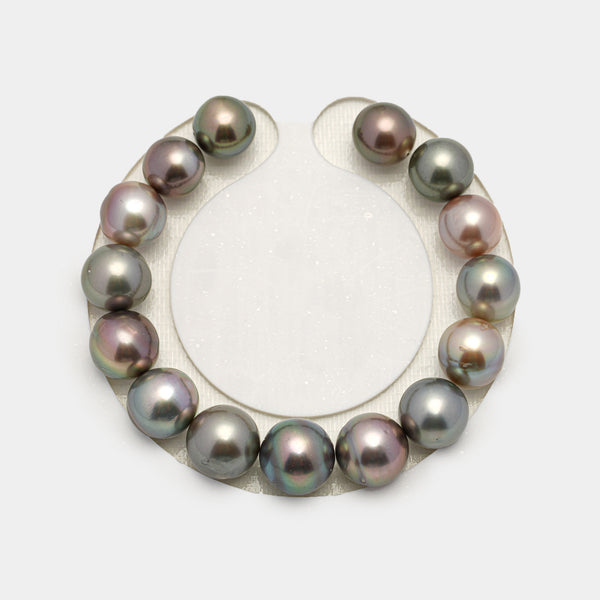 15pcs "High Luster" Pastel 11-12mm - SR/NR AAA/AA Quality Tahitian Pearl Bracelet BR2156 A101