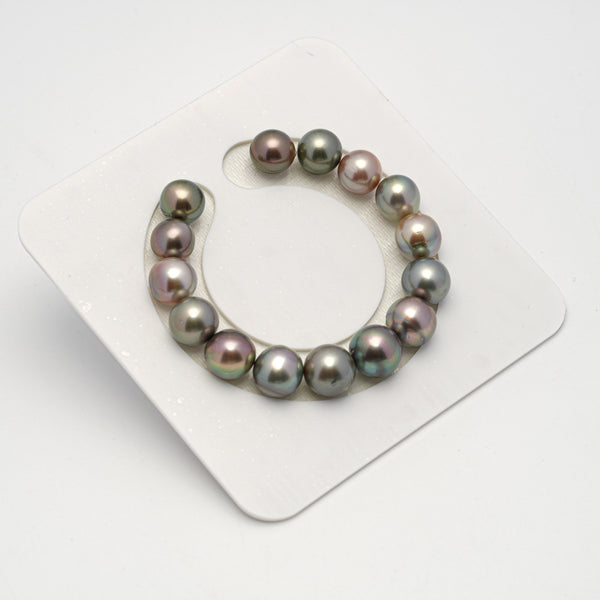 15pcs "High Luster" Pastel 11-12mm - SR/NR AAA/AA Quality Tahitian Pearl Bracelet BR2156 A101