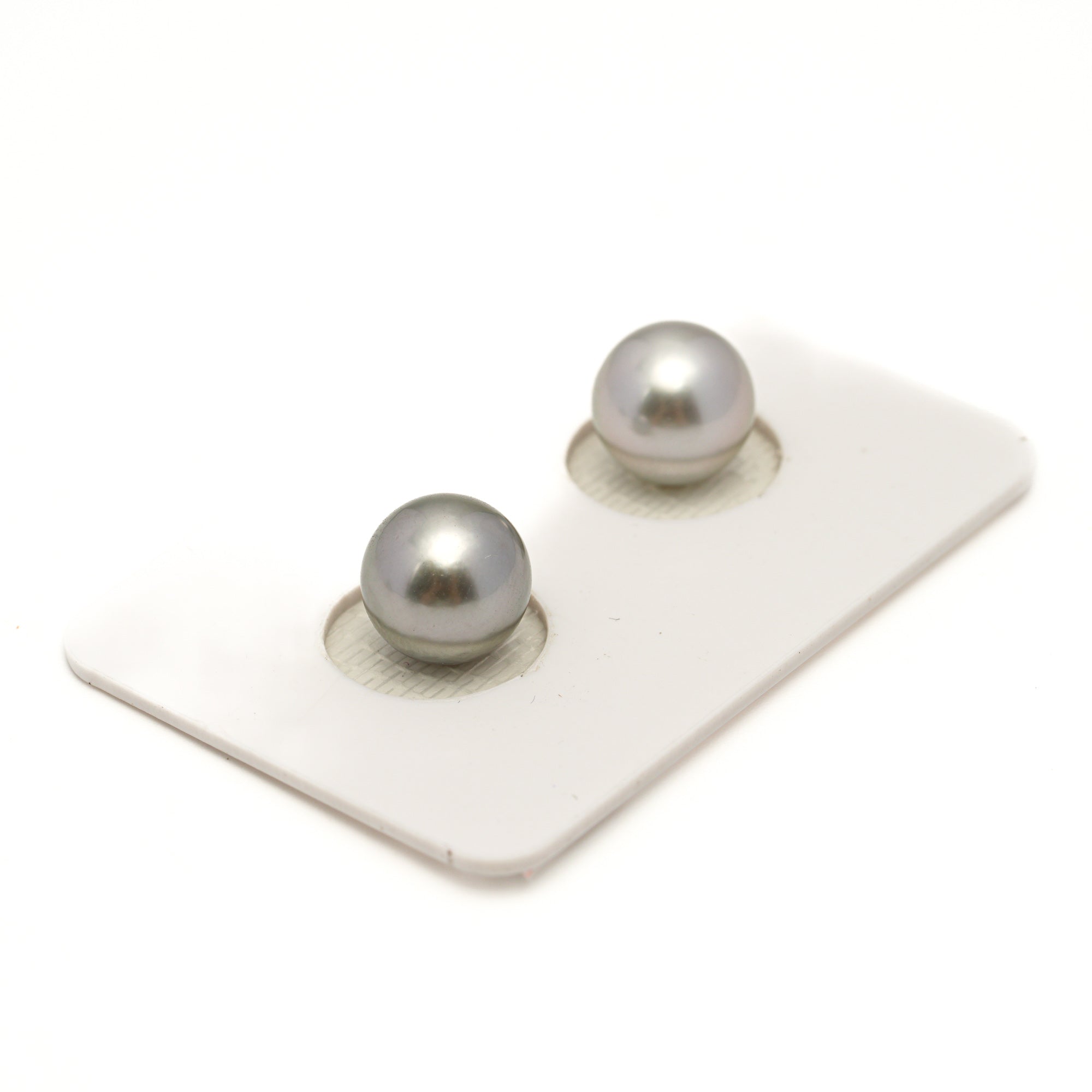 2pcs "High Luster" Silver 9.2-9.3mm - RSR AAA Quality Tahitian Pearl Pair ER1910 LP2
