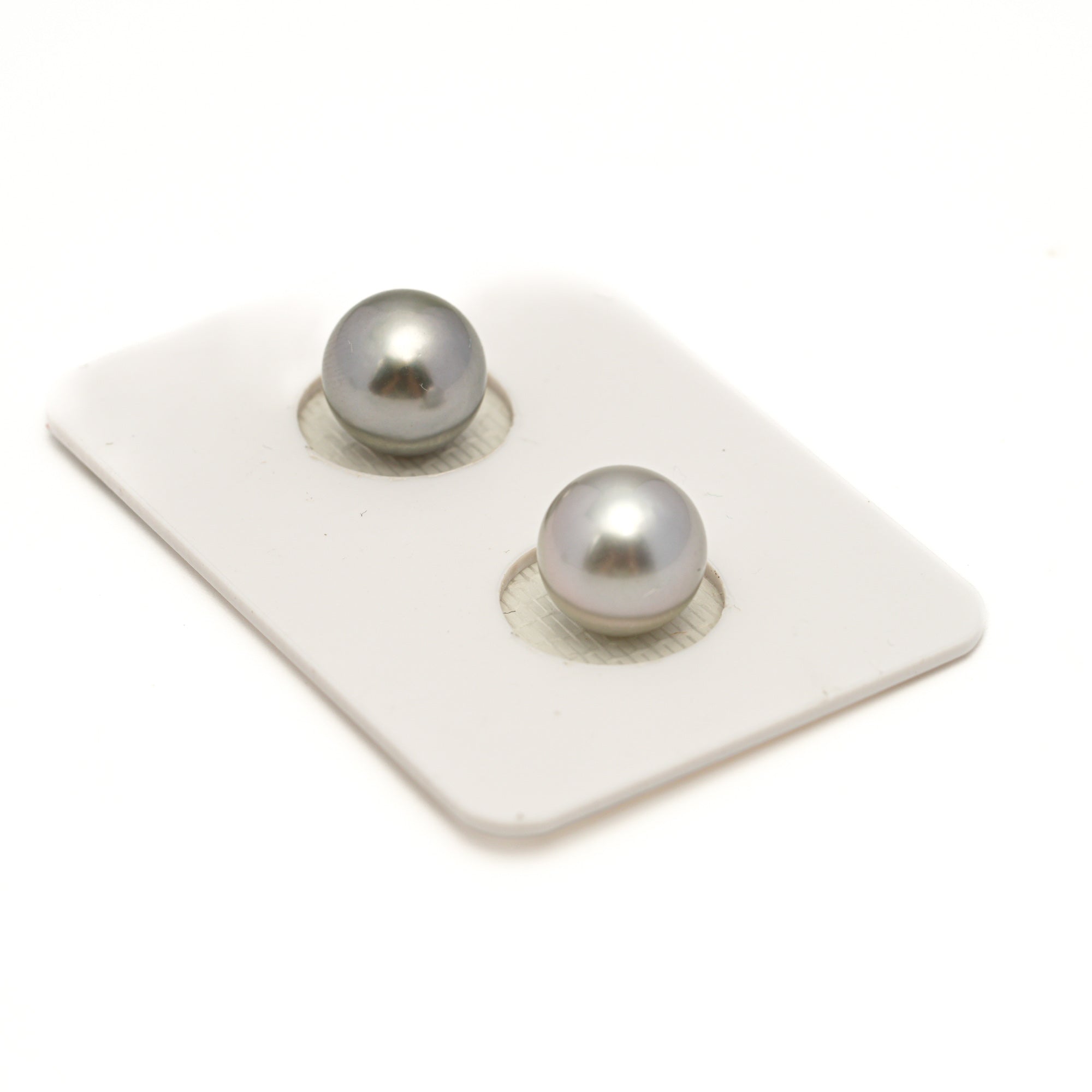 2pcs "High Luster" Silver 9.2-9.3mm - RSR AAA Quality Tahitian Pearl Pair ER1910 LP2