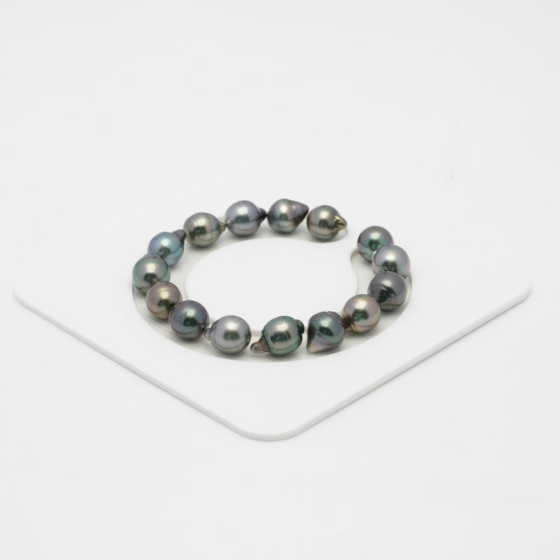 15pcs Multicolor 9mm - SB AAA/AA Quality Tahitian Pearl Bracelet BR2046 OR7