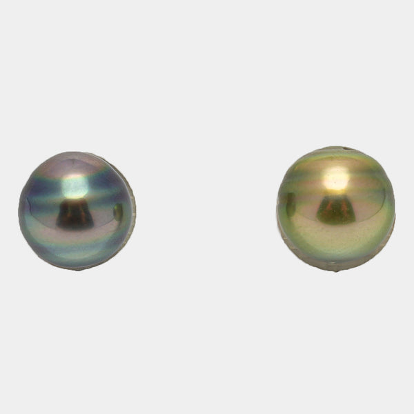 2pcs "High Luster" Multicolor 9-9.3mm - SR/CL AAA/AA Quality Tahitian Pearl Pair ER1399 OR7