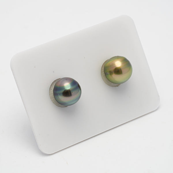 2pcs "High Luster" Multicolor 9-9.3mm - SR/CL AAA/AA Quality Tahitian Pearl Pair ER1399 OR7