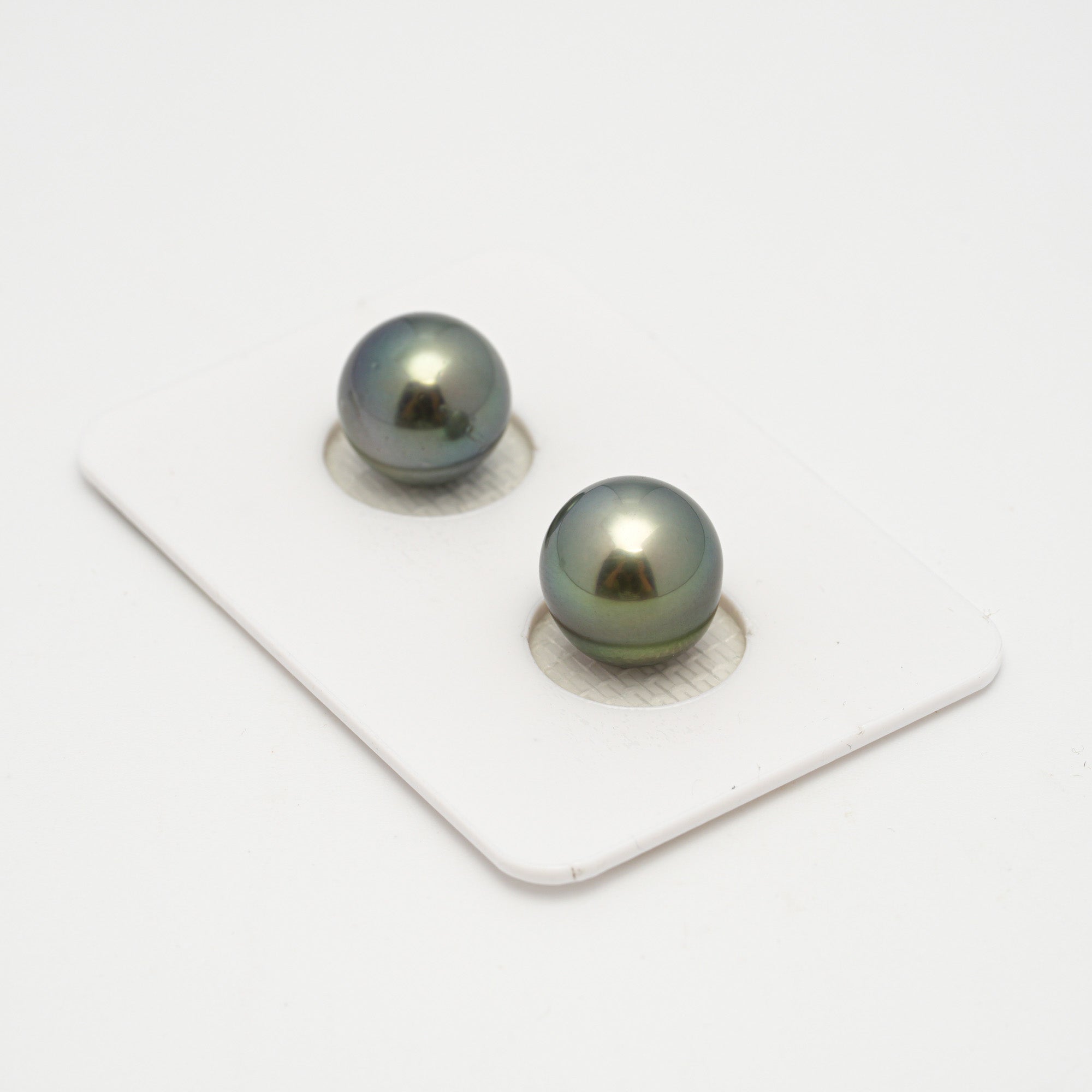 2pcs Blue Green 10-10.3mm - SR/NR AA Quality Tahitian Pearl Pair ER1630 OR11