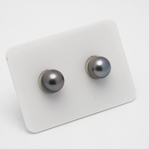 2pcs Purple 8.8mm - SB AA/AAA Quality Tahitian Pearl Pair ER1405 OR7