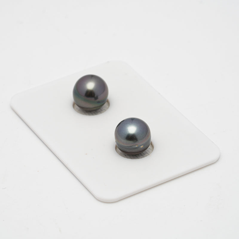 2pcs Purple 8.8mm - SB AA/AAA Quality Tahitian Pearl Pair ER1405 OR7