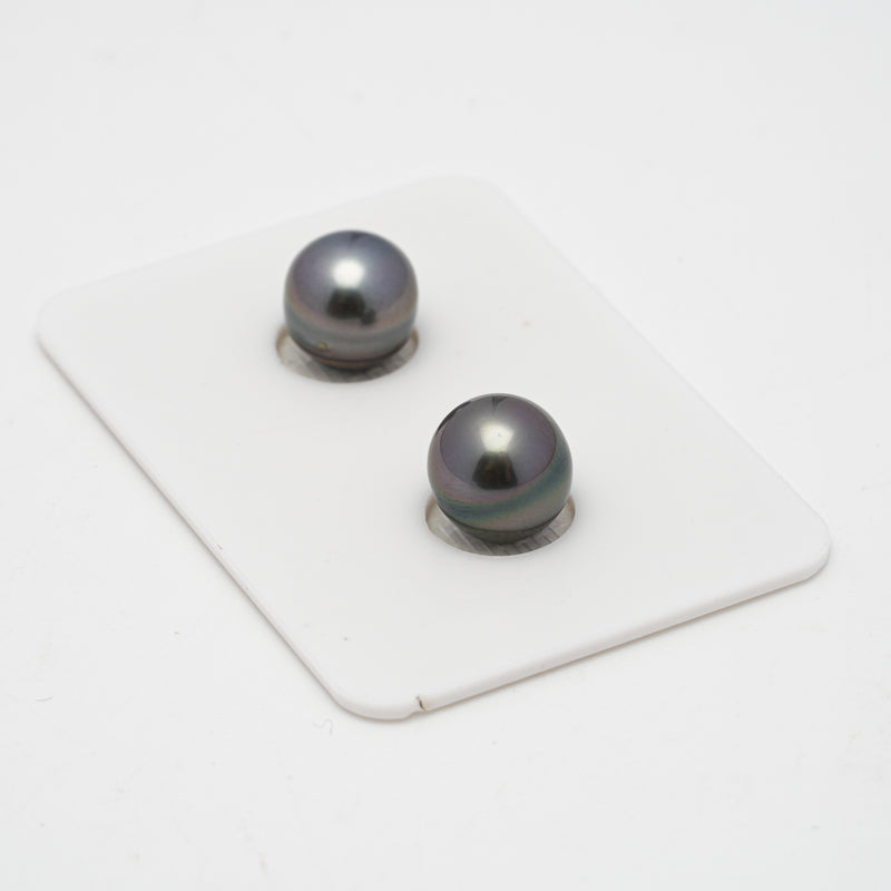 2pcs Purple 8.8mm - SB AA/AAA Quality Tahitian Pearl Pair ER1405 OR7