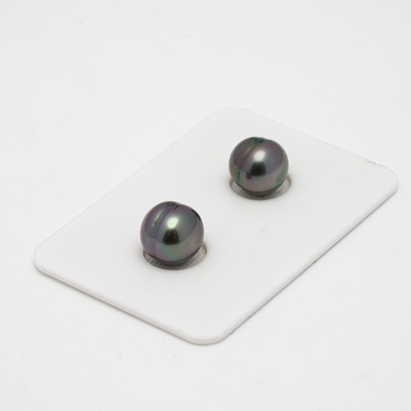 2pcs "High Luster" Cherry 8.7-8.9mm - CL AAA/AA Quality Tahitian Pearl Pair ER1408 OR7