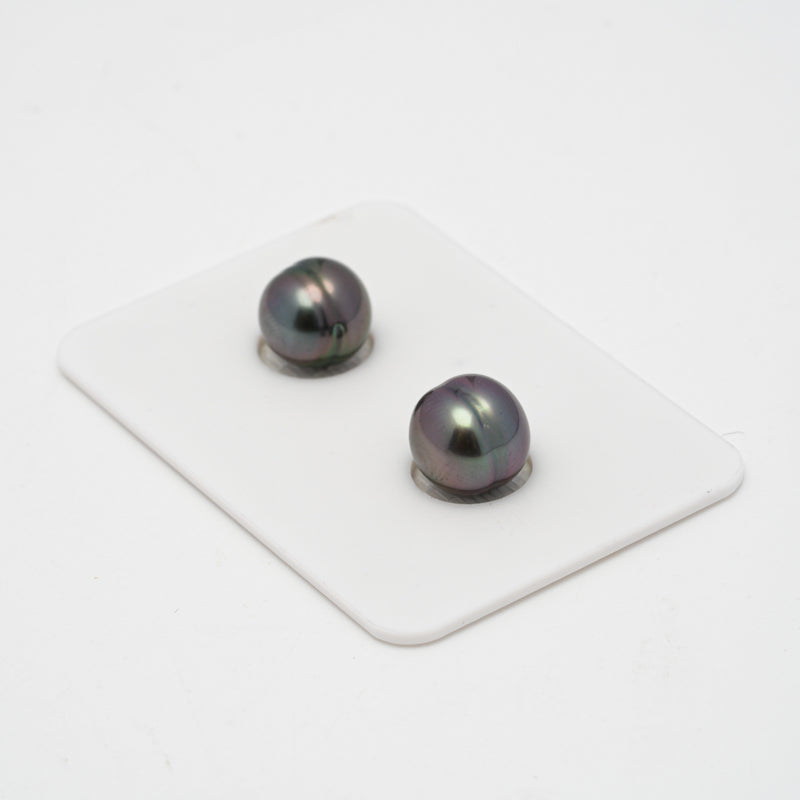 2pcs "High Luster" Cherry 8.7-8.9mm - CL AAA/AA Quality Tahitian Pearl Pair ER1408 OR7