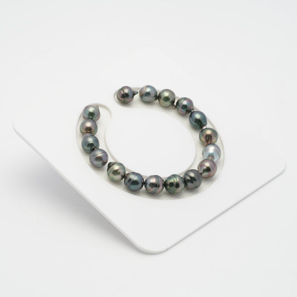 17pcs Green Mix 8-9mm - CL AAA/AA Quality Tahitian Pearl Bracelet BR2056 OR7