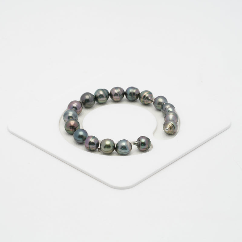 17pcs Green Mix 8-9mm - CL AAA/AA Quality Tahitian Pearl Bracelet BR2056 OR7