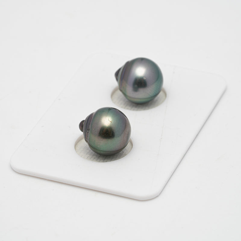 2pcs "High Luster" Green Mix 10.4mm - CL/SB AAA/AA Quality Tahitian Pearl Pair ER1410 OR7