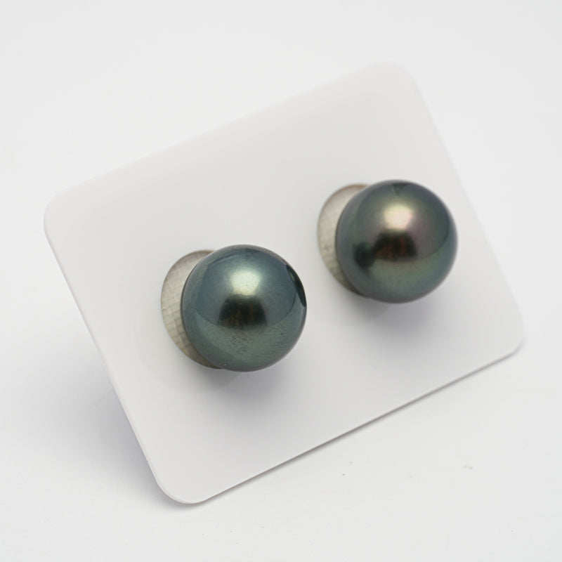 2pcs Dark Green 12.4-12.5mm - RSR AAA/AA Quality Tahitian Pearl Pair ER1503