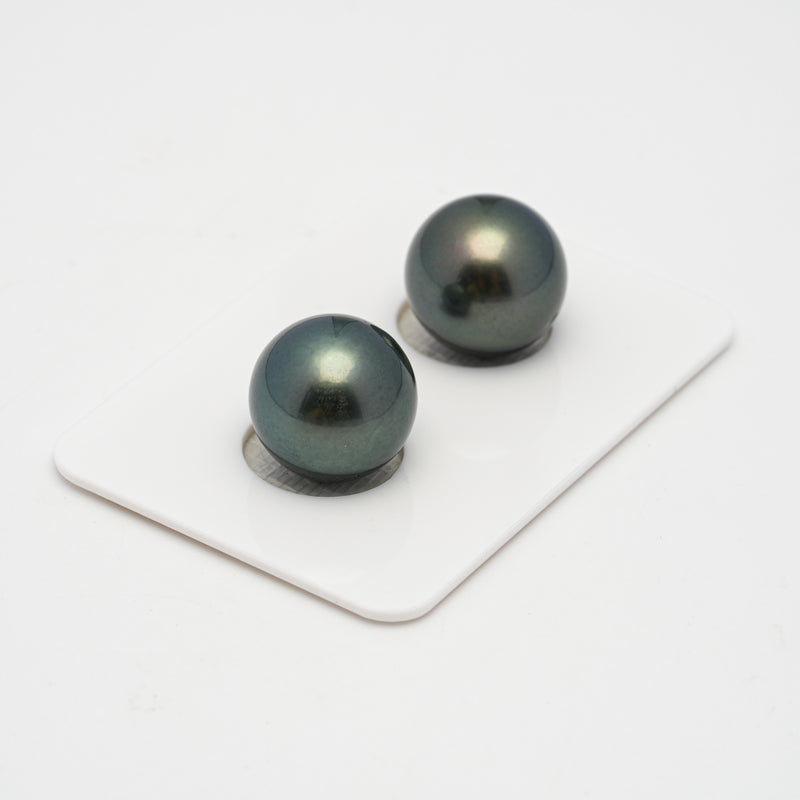 2pcs Dark Green 12.4-12.5mm - RSR AAA/AA Quality Tahitian Pearl Pair ER1503