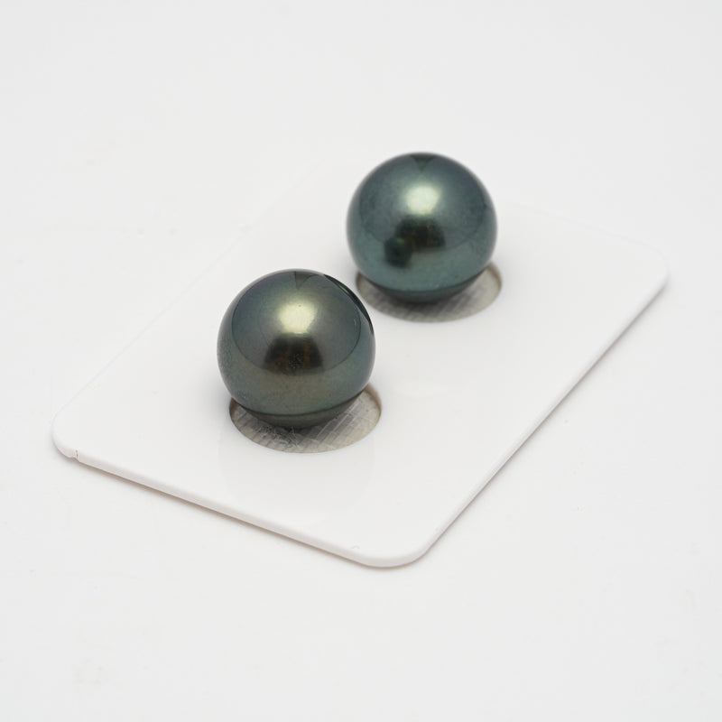 2pcs Dark Green 12.4-12.5mm - RSR AAA/AA Quality Tahitian Pearl Pair ER1503