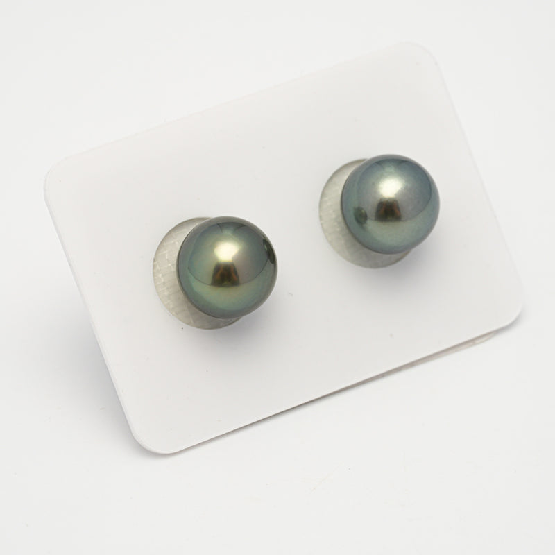 2pcs Green 11-11.1mm - SR/NR AAA Quality Tahitian Pearl Pair ER1642 OR11