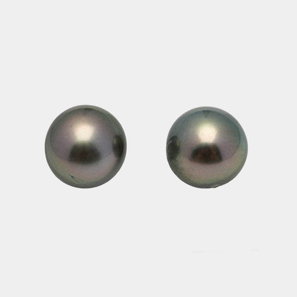 2pcs Green 13.5-13.7mm - SR/NR AAA/AA Quality Tahitian Pearl Pair ER1448 OR6