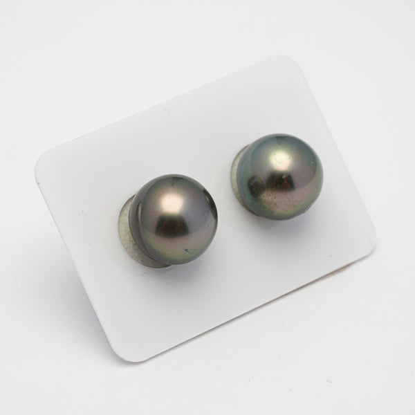 2pcs Green 13.5-13.7mm - SR/NR AAA/AA Quality Tahitian Pearl Pair ER1448 OR6