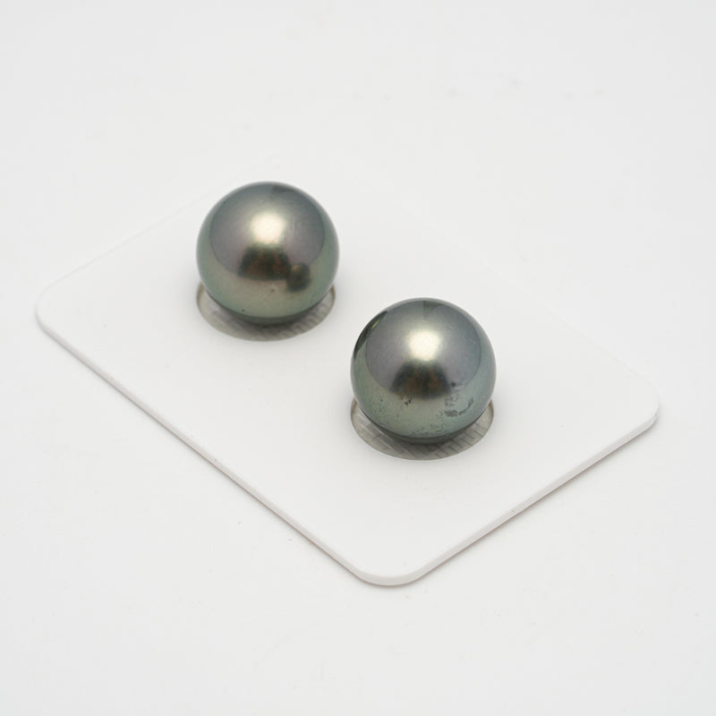 2pcs Light Green 12.5-12.7mm - RSR AAA/AA Quality Tahitian Pearl Pair ER1449 OR9