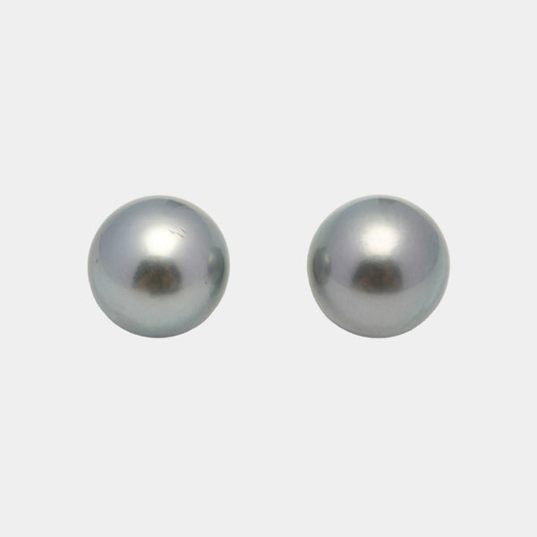 2pcs "Top Luster" Silver 13.1-13.2mm - RSR TOP Quality Tahitian Pearl Pair ER1450