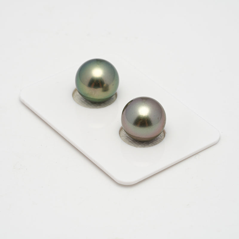 2pcs Green 12.2-12.4mm - RSR AAA/AA Quality Tahitian Pearl Pair ER1505A