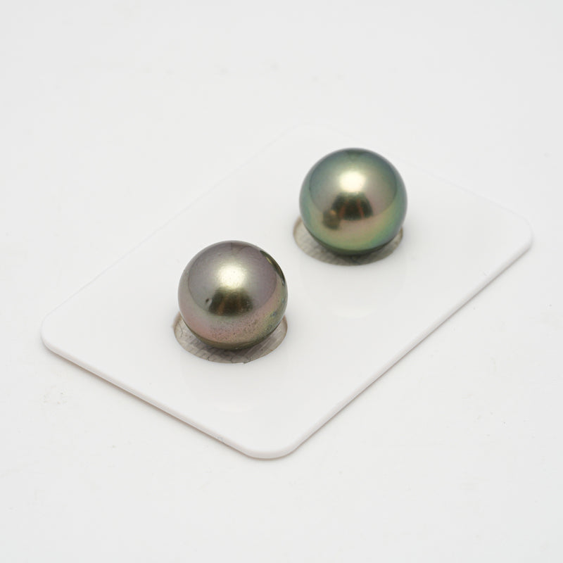 2pcs Green 12.2-12.4mm - RSR AAA/AA Quality Tahitian Pearl Pair ER1505A