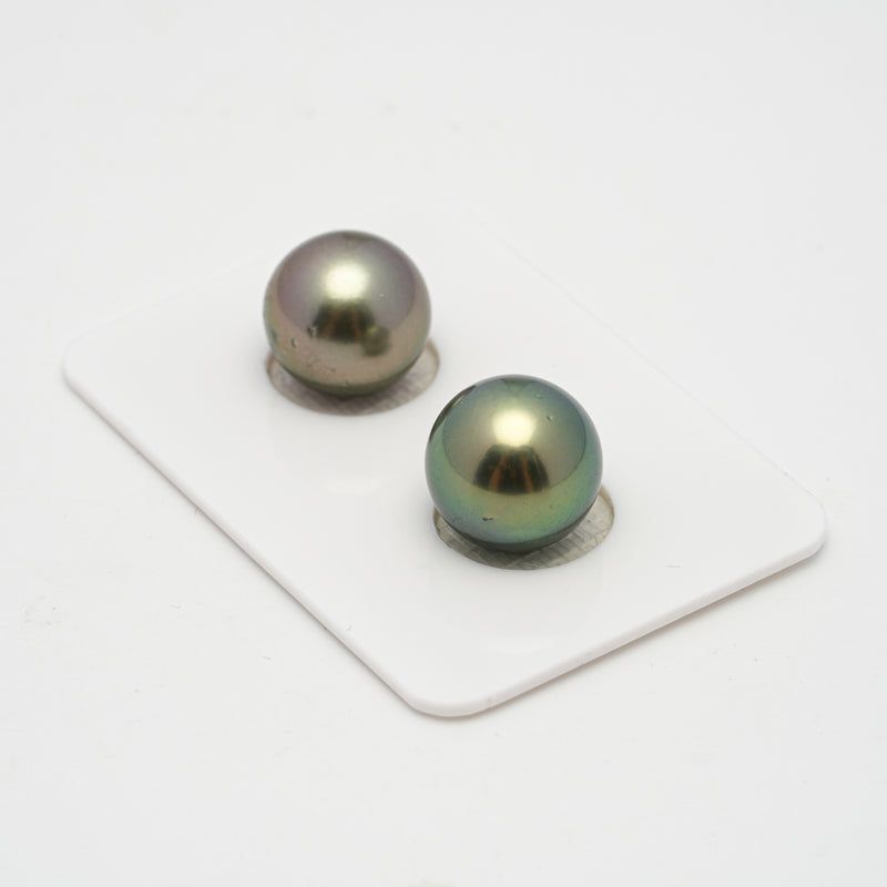 2pcs "High Luster" Mix 11.8-11.9mm - RSR AAA/AA Quality Tahitian Pearl Pair ER1505 TH1