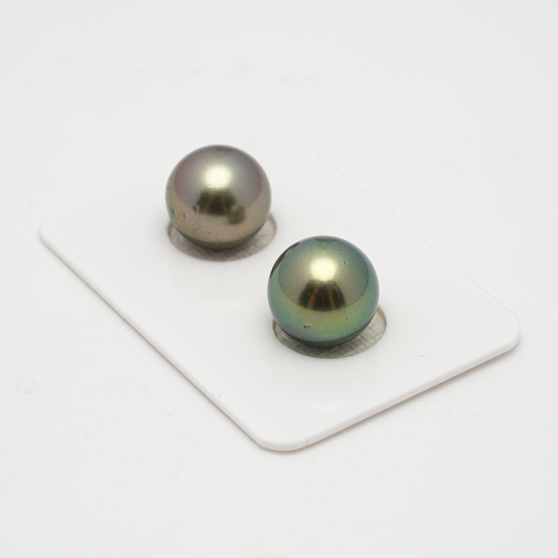 2pcs Green 12.2-12.4mm - RSR AAA/AA Quality Tahitian Pearl Pair ER1505A