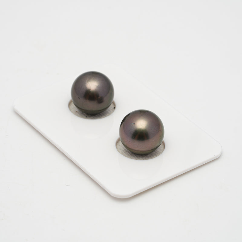 2pcs Dark 11.1-11.2mm - RSR AAA/AA Quality Tahitian Pearl Pair ER1506