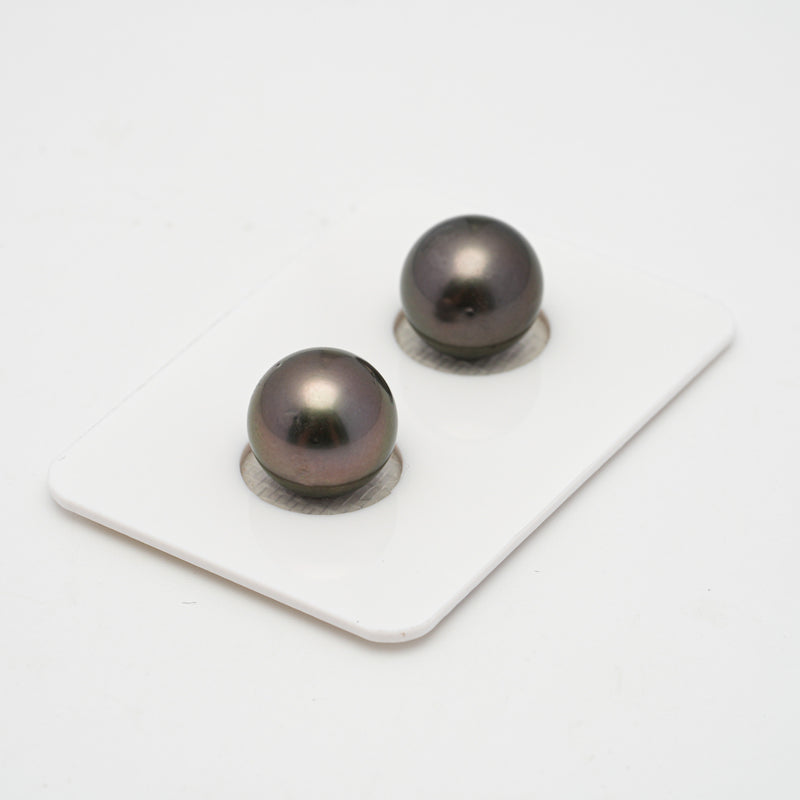 2pcs Dark 11.1-11.2mm - RSR AAA/AA Quality Tahitian Pearl Pair ER1506