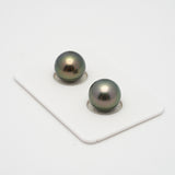 2pcs Green 11.1-11.2mm - RSR AAA/AA Quality Tahitian Pearl Pair ER1507 TH1