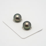 2pcs Green 11.1-11.2mm - RSR AAA/AA Quality Tahitian Pearl Pair ER1507 TH1